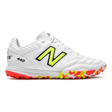 Imagem de Chuteira Society New Balance 442 Pro Tf V2 Masculina (Branco/Coral, BR, Adulto, Numérico, 38)