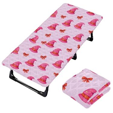 Imagem de Burbuja Lençol de berço de chapéus de bruxa rosa para crianças, lençol de cochilo acolchoado portátil com faixa elástica para meninas e meninos, lavável na máquina, 63,5 x 127 cm