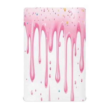 Imagem de Burbuja Lençol de berço rosa pingando granulado para meninos e meninas, lençol com elástico 71 x 132 cm para colchões de berço padrão e infantil, macio e respirável