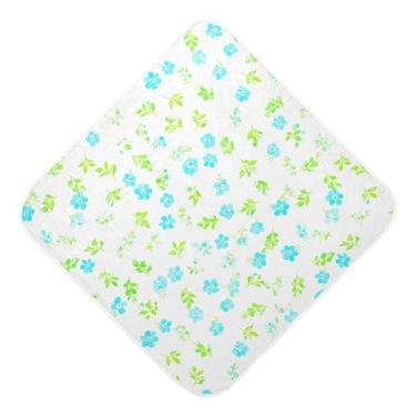 Imagem de Burbuja Blue Flowers Toalha de banho para bebê - Toalha com capuz de musselina macia e absorvente para recém-nascidos, 89 x 89 cm