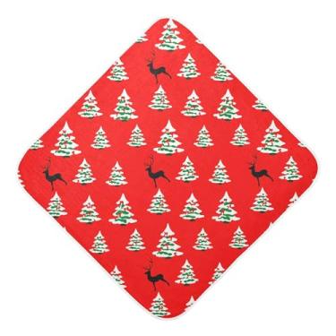 Imagem de Burbuja Toalha de banho de árvore de Natal para bebês - Toalha com capuz de musselina macia e absorvente para recém-nascidos, 76 x 76 cm