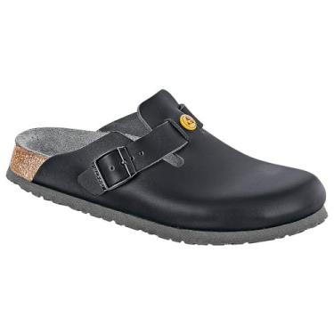 Imagem de Birkenstock Palmilha feminina aberta Boston antiestática de couro natural normal, EUR 42, Preto, 40