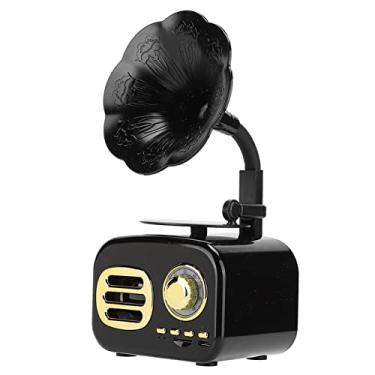 Imagem de Dpofirs Portátil Retro Alto-falante Alto-falante Desktop Mini Leitor de Música para Casa Escritório Viagem Noz Cor 3.7x2.4x2.8in (Preto)