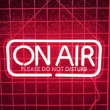 Imagem de Sinal neon On Air - fonte de alimentação USB de 5 V, baixo consumo de energia para decoração de parede, decoração de podcast, vídeo ao vivo, jogos ao vivo, placas neon LED, decoração de parede