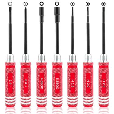 Imagem de GDOOL Conjunto de mini chaves de fenda sextavadas 7 em 1 (0,1 cm, 1,5, 2,0, 2,5 mm) e chave de caixa (4,0, 5,0, 5,5 mm), kit de ferramentas RC | Phillips | Compatível com TRX4M SCX24 1/24 1/18 1/16 RC