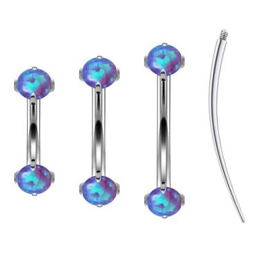 Imagem de Ruifan Piercing de torre de 16 g titânio rosca interna opala curvada barra sobrancelha tragus helix concha lóbulo labret brincos de lábio piercing corporal joias para mulheres homens 6 mm 8 mm 10 mm