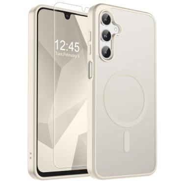 Imagem de SUPFINE Capa magnética para Samsung Galaxy A16 5G com protetor de tela, (compatível com MagSafe) (proteção contra quedas de grau militar), fina, translúcida, à prova de choque, pedra