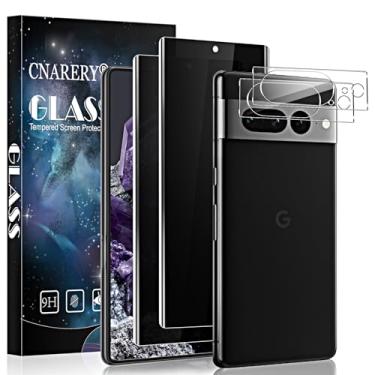 Imagem de Cnarery Pacote com 2 + 2 protetores de tela de privacidade para Google Pixel 8, protetor de tela de vidro temperado antiespião e protetor de lente de câmera [fácil instalação]