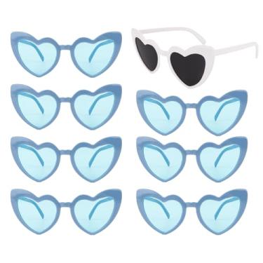 Imagem de Semato Óculos de sol em forma de coração, 8 pares de óculos de sol de despedida de solteira presentes para mulheres e meninas, 1 branco + 7 azul, Standard