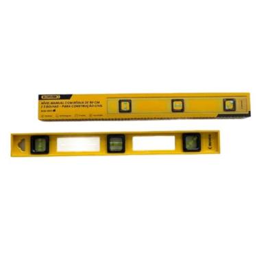 Imagem de Nível Manual de Mão com Régua 50cm, 3 Bolhas, Amarelo, para Construção Civil e Pedreiro
