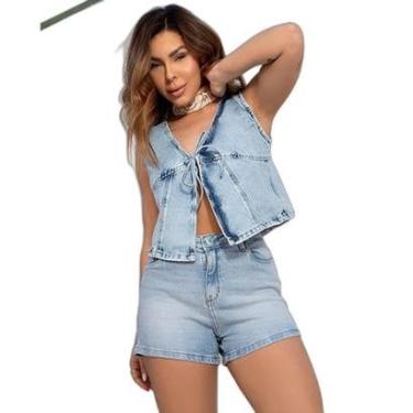 Imagem de SHORTS JEANS FEMININO MOM CINTURA MÉDIA 24367-Feminino