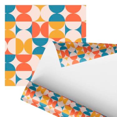 Imagem de Papel de Parede Decorativo Geométrico, Design Moderno com Círculos Turquesa e Amarelo, 2,80 Metros