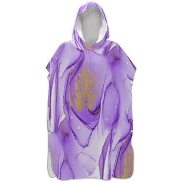 Imagem de Joisal Poncho de surfe plus size para adultos trocador de roupa de praia com capuz toalha de natação roxo macio lavanda redemoinhos unissex adulto poncho com capuz