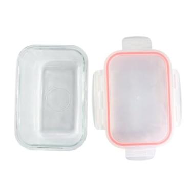 Imagem de Click Glass Pote Hermético de Vidro Borossilicato com Tampa, 640ml, 19x14x8cm, Sistema Anti Vazamento com 4 Travas