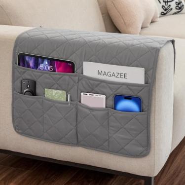 Imagem de DECKALY Organizador de apoio de braço de sofá, suporte de controle remoto para sofá com 14 bolsos, impermeável, organizador reclinável antiderrapante para controles remotos de TV, livros, revistas,