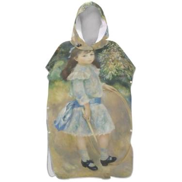 Imagem de Joisal Roupão reutilizável para trocador de poncho de surfe adulto toalha de banho com capuz impressão impressionista infância ponchos femininos com capuz