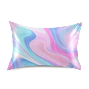 Imagem de Fronha de almofada padrão King Queen azul macio pastel floral refrescante para cama de casa sofá king size 101,6 cm x 50,8 cm