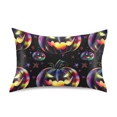 Imagem de Rainbow Colors Abóboras Preto Cetim Fronhas Linda Arte Impressão Refrescante Padrão King Queen Fronha de Cama Fronha Tamanho Padrão 66.0 cm x 50.8 cm