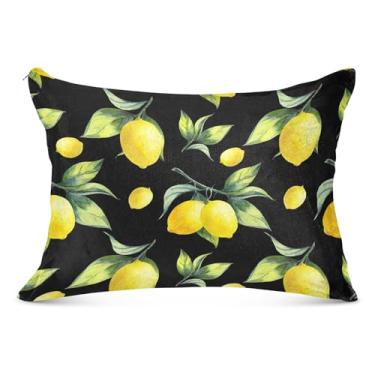 Imagem de Capas de travesseiro de flanela grande de desenho animado amarelo limão preto decorativo longo padrão queen king tamanho do corpo capas de travesseiro de cama, tamanho do corpo, 53 cm x 137 cm