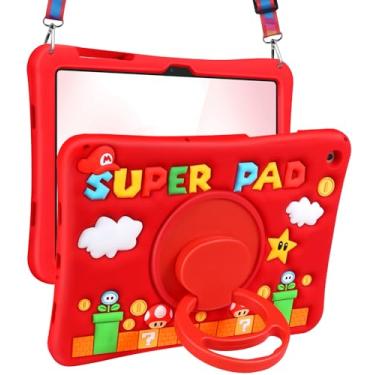 Imagem de Lotadilo Linda capa para Galaxy Tab A9 Plus 28 cm 2023 - Design 3D de silicone para meninas, mulheres, adolescentes, desenho kawaii, suporte macio com cordão para tablet Samsung A9 Plus, vermelha