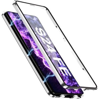 Imagem de [Material de metal] Capa para Samsung Galaxy S24 FE, capa de celular externa com proteção contra quedas de grau militar com tela de vidro integrada e protetor de lente da câmera, capa de metal para