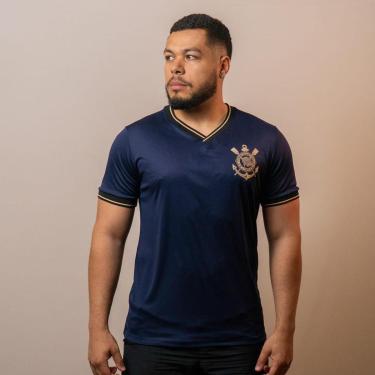 Imagem de Camiseta Corinthians Coimbra Gola V Roxo/Dourado-Masculino