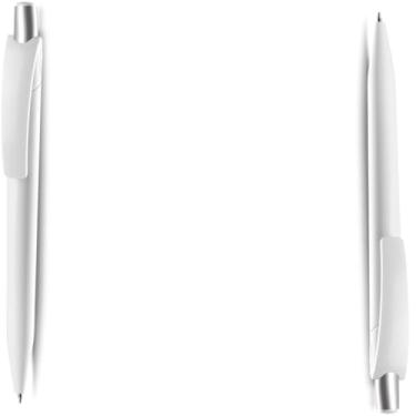 Imagem de Caneta Esferográfica em Alumínio Reciclado, Retrátil, Escrita Azul, Corpo Cilíndrico, Ponta 0.8cm, Ambidestro, 15g (Kit 2 Branco)