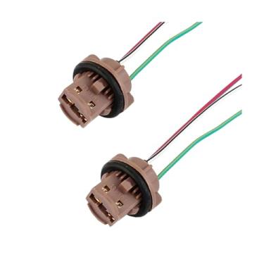Imagem de Osilly 2 peças de suporte de lâmpada de freio para carro 7443, suporte de lâmpada isolado de plástico, adaptador fêmea para montagem 7443/T20, conector de chicote de trança de soquete automotivo