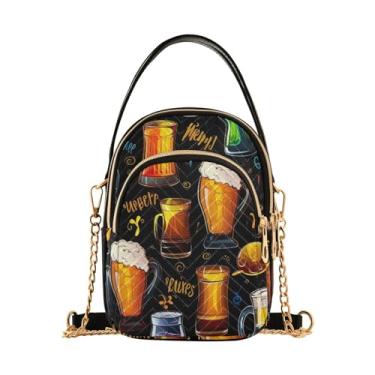 Imagem de Conjunto de enfeites de Natal para soldados, bolsas transversais, bolsa com alça de ombro longa, bolsas transversais elegantes, Glasses of Beer Greeting Happy New Year-1, One Size