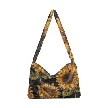 Imagem de GAIGEO Bolsa de ombro feminina com decoração de vaso rosa colorido, bolsas femininas, bolsas femininas, Girassóis vintage para cartões postais, One Size