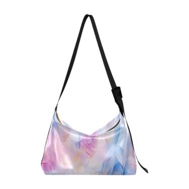Imagem de Bolsa tiracolo de couro grande com estrelas no céu com árvore, bolsa masculina de couro, bolsa transversal com alça grossa, Aquarela artística 2, One Size