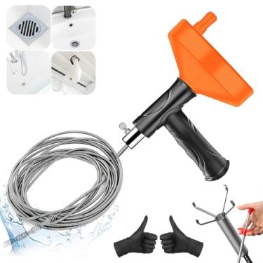 Imagem de Ralo de cobra de 33 metros, ferramenta de remoção de entupimento de cabelo de drenagem de cobra de encanamento, ralo de desentupidor de pia, trado de cobra de vaso sanitário resistente, ferramenta de