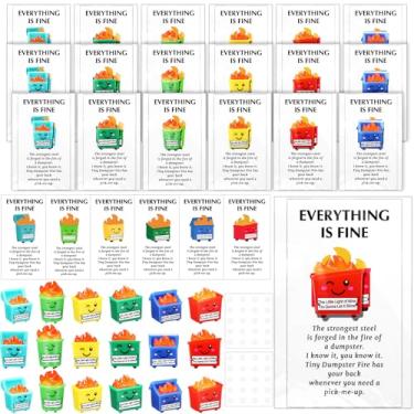 Imagem de Wesiti Conjunto de 25 mini bonecos de resina F Ire com cartão de apoio emocional minúsculo lixeira F Ire acessórios de mesa Tudo é fino, brinquedo de estresse, presentes engraçados de escritório para