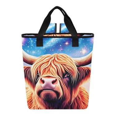Imagem de Joitme Cooler Bags Glittery Highland Cow colorida bolsa térmica com 36 latas à prova de vazamento para almoço