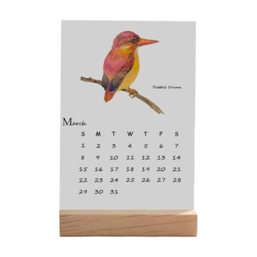 Imagem de Calendário de pássaros 2026 - Agenda mensal vertical em aquarela | com suporte de , calendário de mesa mensal 2026, para escritório em casa, família, organização de Natal, agendamento de