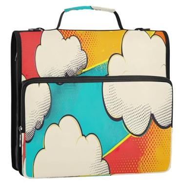 Imagem de Fichário organizador amarelo com nuvem cômica - 3 anéis com alça de ombro e bolsos