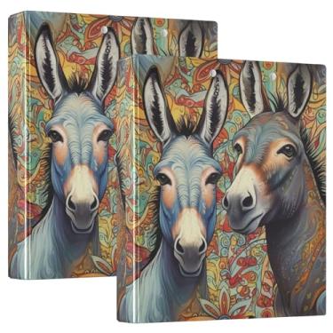 Imagem de Fichário personalizado engraçado burro misterioso vibrante três anéis 1,5 polegada comporta 200 folhas, pastas, anel redondo, 31,5 x 27 x 6 cm, 1 pacote