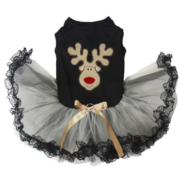 Imagem de Petitebella Vestido de cachorro com cara de rena (preto/dourado e preto, PP)