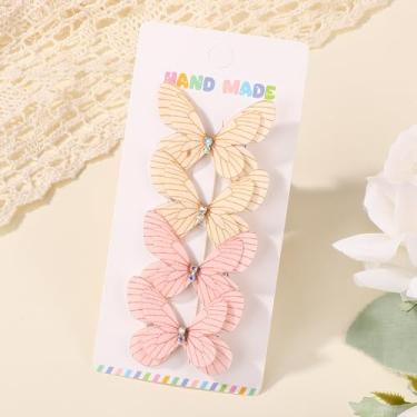 Imagem de 4 peças de grampos de cabelo de borboleta amarela com clipes de jacaré, acessórios de cabelo de fada de Natal, festa de Halloween, para mulheres jovens