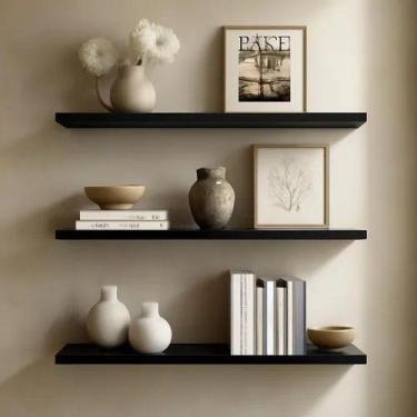 Imagem de Prateleira Decorativa em MDF Preto 60x20 Flutuante - casa das pratelei