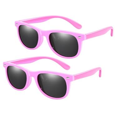 Imagem de KIT 2 Óculos De Sol Infantil Polarizado Proteção UV400 Acessório para Criança Armação Flexível ROSA Unissex PREMIUM DUPIN