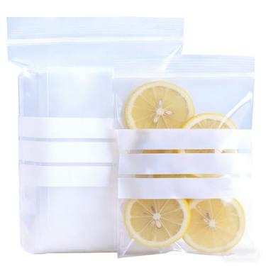 Imagem de YDJIANCAI 100 peças de sacos de armazenamento de plástico transparente de 3,93 mm de espessura com bloco branco para escrever - sacos de zíper reutilizáveis para joias, botões, parafusos, café, nozes