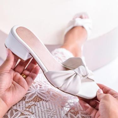 Imagem de Sandalia Feminina Salto Bloco Original Nova Saltinho Filo, Branco, 38
