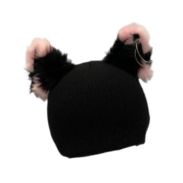 Imagem de Aymzbd Capa para Capacete de Esqui, Gorro de Tricô Divertido, Acessório Fofo, Protetor E Decorativo para Capacetes de Snowboard E Esqui, Adequado para Snowbo, Orelha Rosa Preta