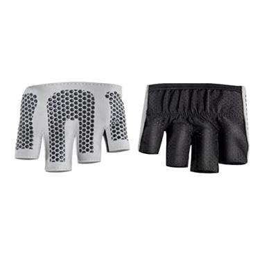 Imagem de SPYMINNPOO Luvas Curtas de Micro Treino, Luvas Antiderrapantes de Quatro Dedos para Yoga Pilates, Meia Luva Minimalista Com Faixa Elástica para Treino de Fitness, Adequada para Yoga Pilates (Preto M