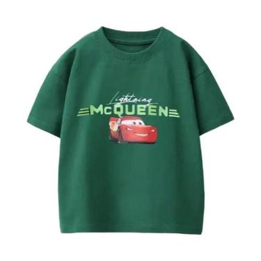 Imagem de Camiseta De Algodão Para Crianças Com Estampa De Carro De Desenho Anim