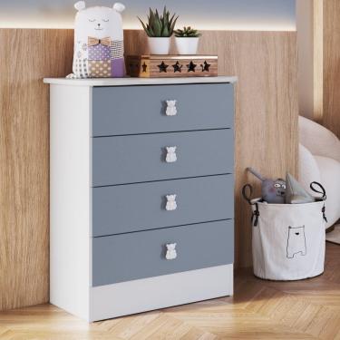 Imagem de Cômoda de Bebê 4 Gavetas 1320 Baby Móveis Percasa Branco/Azul