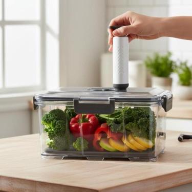 Imagem de Pote Hermético com Bomba de Vácuo Conservar Alimentos Secos Armazenar 