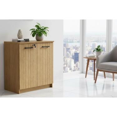Imagem de Balcão de Escritório ME-4197 c/ 2 Portas c/ Chave Amêndoa - Tecno Mobili