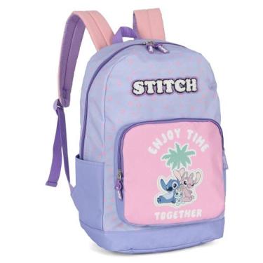 Imagem de Mochila Stitch Grande Casual Reforçada Juvenil Roxo Disney - Luxcel